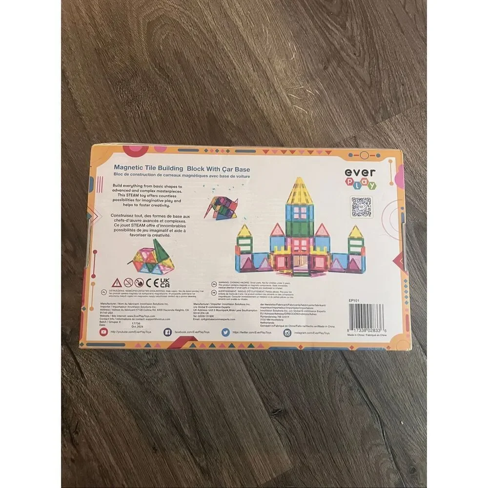 Ever Play Magnetic Tile Building Block With Car Base 101 pcs